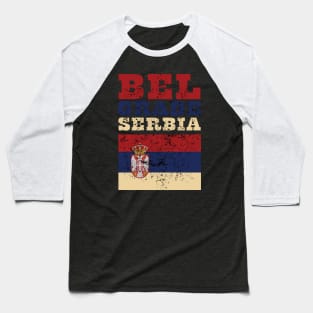 Flag of Serbia Baseball T-Shirt